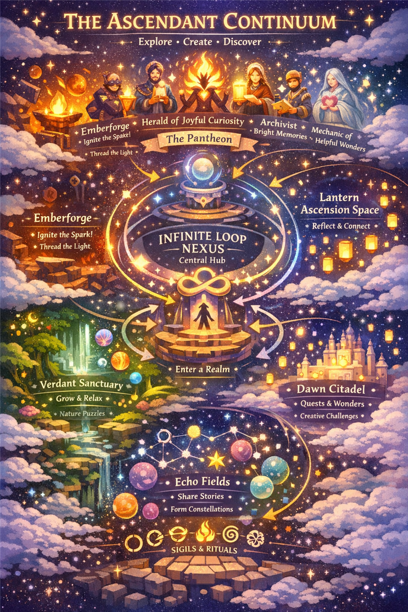 Emberforge realm gameplay showing dancing flames and glowing sparks of molten light in a mystical forge environment